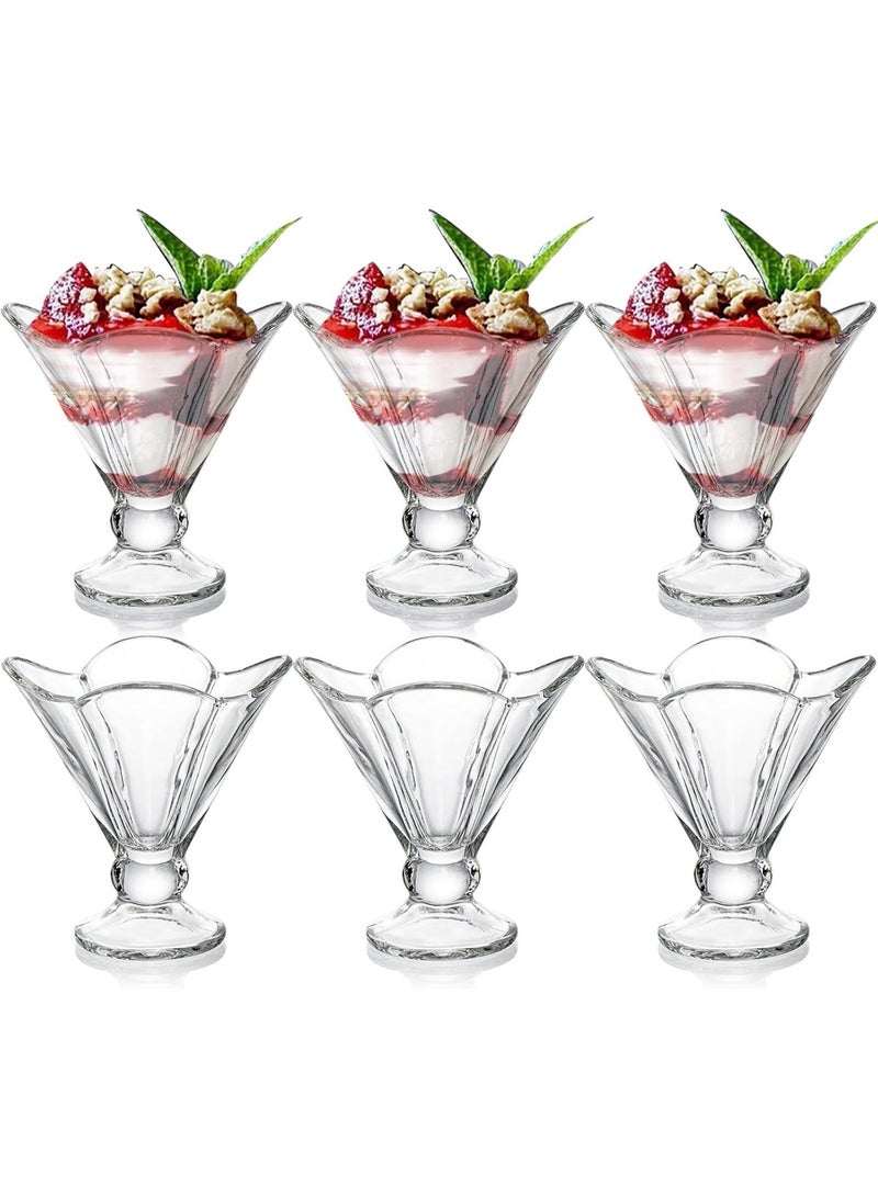 Glass Dessert Cups Set of 6 Sundae Dishes Trifle Bowl Prawn Cocktail Glasses for Serving Ice Cream, Salad, Fruit, Snack & Sauce - Image 1